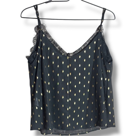 Adore Me Black Lace Cami w/ Gold Accents Adjustable Straps Black Lace Loose Fit - Picture 13 of 16